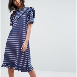 STYLENANDA striped t-shirt dress with zip